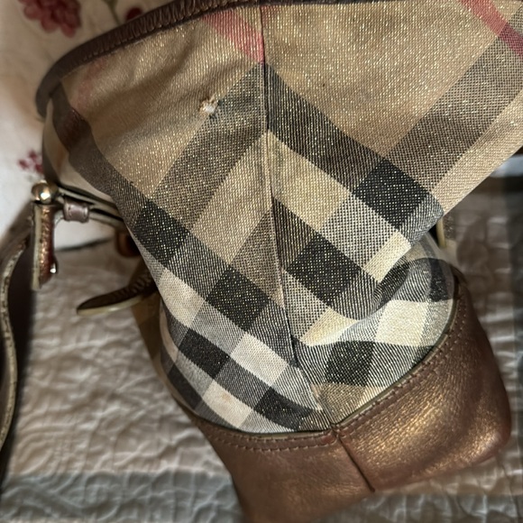 BURBERRY LUREX Leather/Canvas NOVA CHECK SATCHEL/Shoulder BAG! Good Condition🔥 - Picture 15 of 16